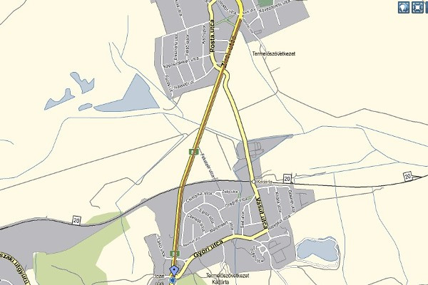 A Magyar Közút térképe a most felújított szakaszról