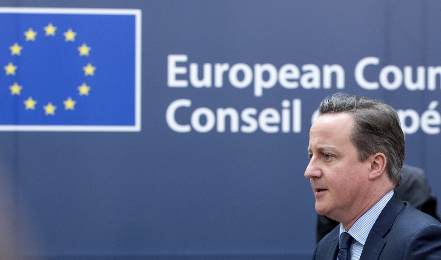 David Cameron Eu-csúcsra érkezése 2016 februárjában Fotó-REUTERS/Yves Herman