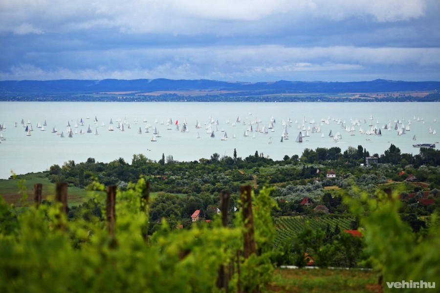 A 48. Kékszalag Erste World Nagydíj tókerülő vitorlásverseny mezőnye rajtol Balatonfüreden 2016. július 14-én. MTI Fotó: Szántó Áron 