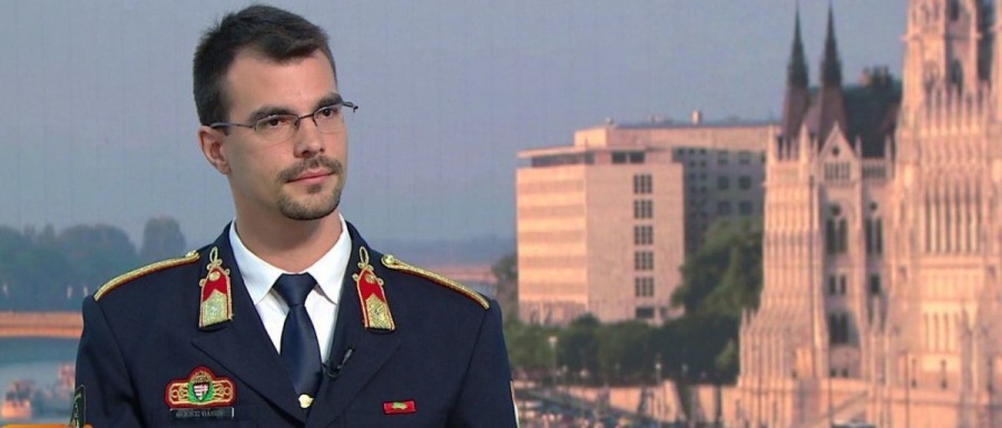 Mukics Dániel, a BM Országos Katasztrófavédelmi Főigazgatóság szóvivője (fotó: Hír TV)