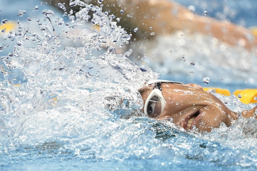 A későbbi hatodik helyezett Kalmár Ákos a férfi 1500 méteres gyorsúszás döntőjében a budapesti vizes Európa-bajnokságon a Duna Arénában 2021. május 19-én. MTI/Kovács Tamás