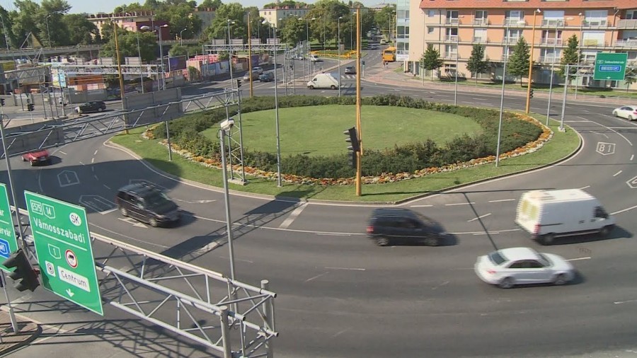 A győri lámpás körforgalom (fotó: Győrplusz TV)