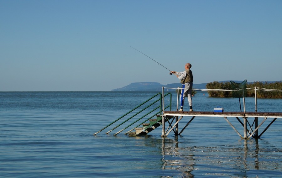 Horgász a Balatonnál