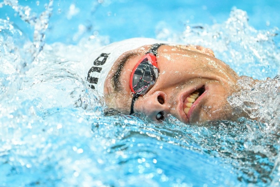 Kalmár Ákos a férfi 1500 méteres gyorsúszás előfutamában a vizes világbajnokságon a Duna Arénában 2022. június 24-én. MTI/Illyés Tibor 