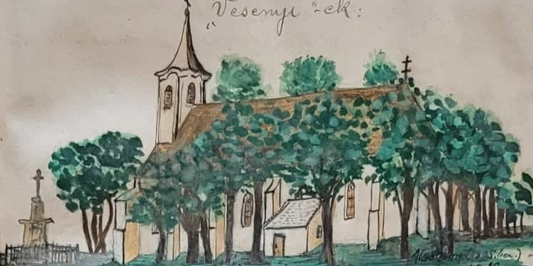 Németh Gábor rajza a nagyvázsonyi historia domusből, mely a templom déli felét ábrázolja. A képen egy mára nyomtalanul eltűnt oratorium (imaház) látható.