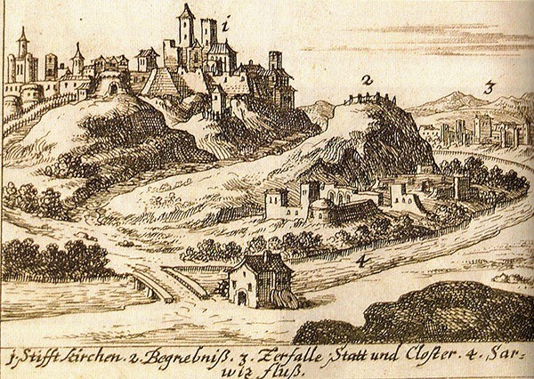 Veszprém látképe 1685-ből