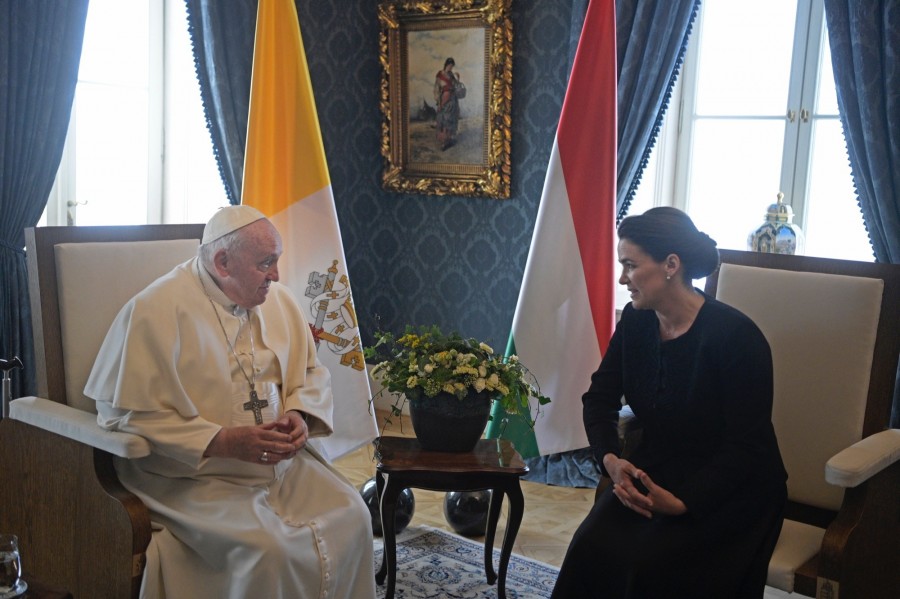 Ferenc pápa és Novák Katalin köztársasági elnök (MTI)