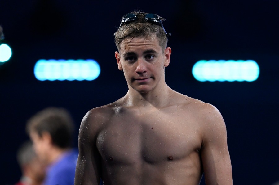 Betlehem Dávid a férfi 800 méteres gyorsúszás előfutama után a dohai vizes világbajnokságon 2024. február 13-án. MTI/Kovács Tamás 