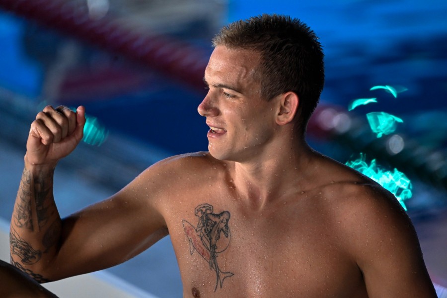 Rasovszky Kristóf a férfi 800 méteres gyorsúszás döntőjében a dohai vizes világbajnokságon 2024. február 14-én. A magyar úszó az 5. helyen végzett. MTI/Kovács Tamás