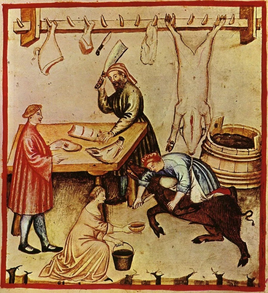 Disznóvágás egy középkori ábrázoláson