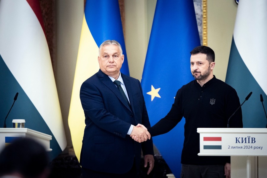 Orbán Viktor és Volodimir Zelenszkij (Fotó: MTI/Miniszterelnöki Sajtóiroda/Fischer Zoltán)
