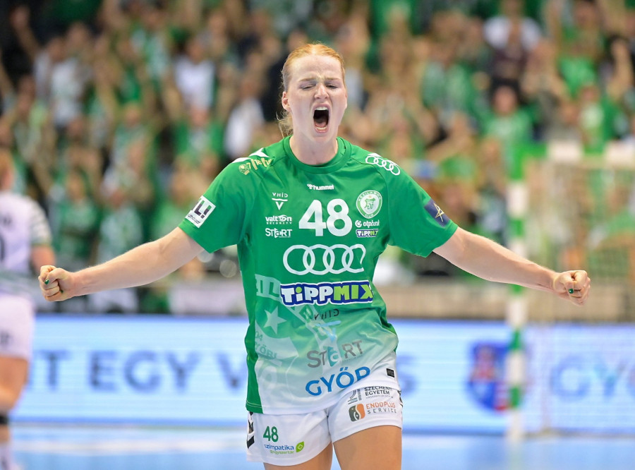 Dione Housheer, a Gyõri ETO játékosa a nõi kézilabda NB I 5. fordulójában játszott Gyõri Audi ETO KC - FTC-Rail Cargo mérkõzésen a gyõri Audi Arénában 2025. október 11-én. MTI/Krizsán Csaba