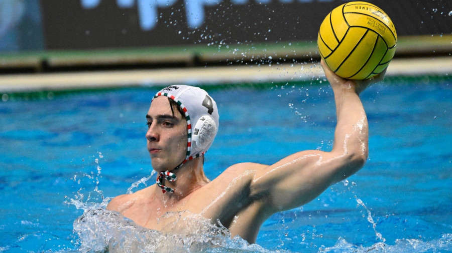 Nagy Ákos a Magyarország - Olaszország Európa-bajnoki felkészülési vízilabda-mérkõzésen a Komjádi Uszodában 2025. december 20-án. A magyar válogatott 15-14-re kikapott.MTI/Bodnár Boglárka