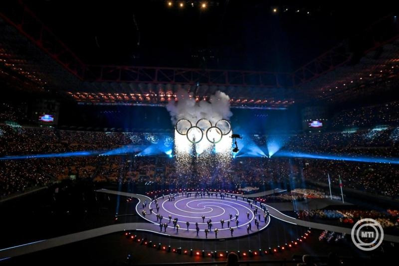 A 2026-os milánói-cortinai téli olimpia megnyitóünnepsége a milánói San Siro Stadionban 2026. február 6-án. MTI/Illyés Tibor