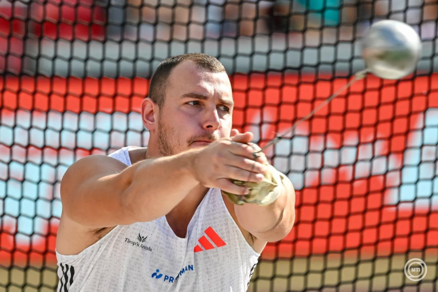 Halász Bence a férfi kalapácsvetés döntőjében a Gyulai István Memorial Atlétikai Magyar Nagydíj versenyen Budapesten, a Nemzeti Atlétikai Központban 2025. augusztus 12-én. Fotó: MTI/Vasvári Tamás