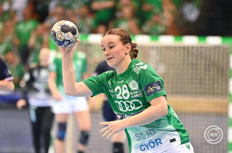 Bo Van Wetering, a Győr játékosa a női kézilabda Bajnokok Ligája negyeddöntőjének visszavágóján játszott Győri Audi ETO KC - Odense HB mérkőzésen a győri Audi Arénában 2026. április 25-én. A címvédő Győri Audi ETO KC 40-25-re győzött és bejutott a négyes döntőbe. MTI/Krizsán Csaba
