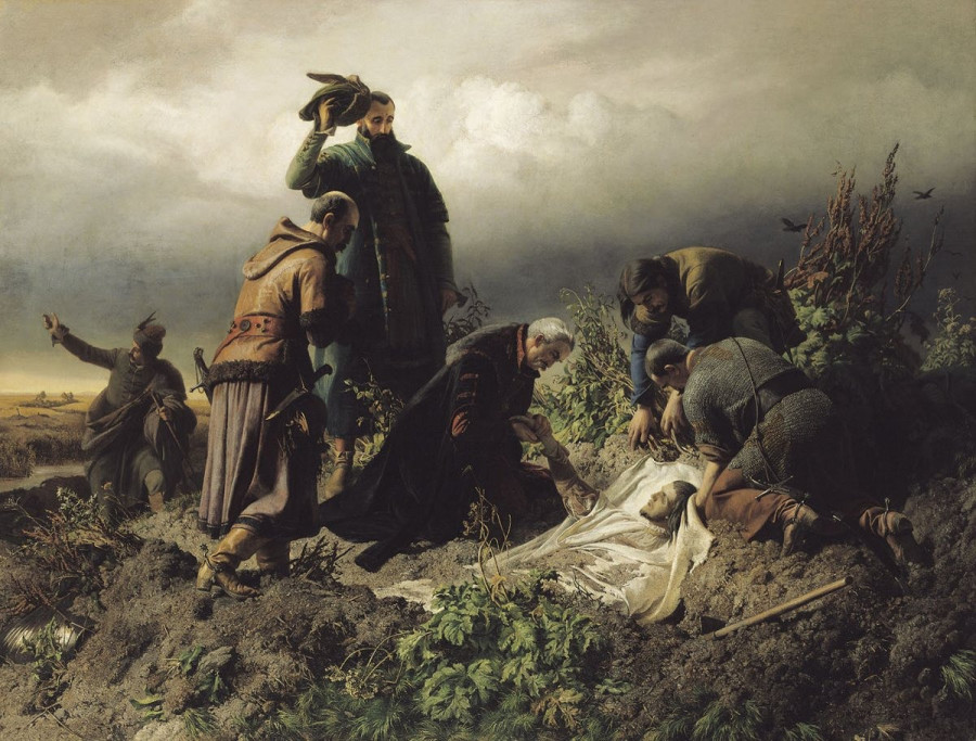 Székely Bertalan: II. Lajos tetemének feltalálása (1860) – Forrás: Magyar Nemzeti Galéria