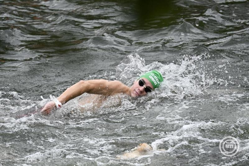 Betlehem Dávid a férfi nyíltvízi úszók 10 kilométeres versenyében a párizsi vizes Európa-bajnokságon a Szajnán 2026. augusztus 4-én. MTI/Hegedüs Róbert