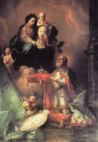 Johann Lucas Kracker: Szent István országfelajánlása (Egri Bazilika, 1773)