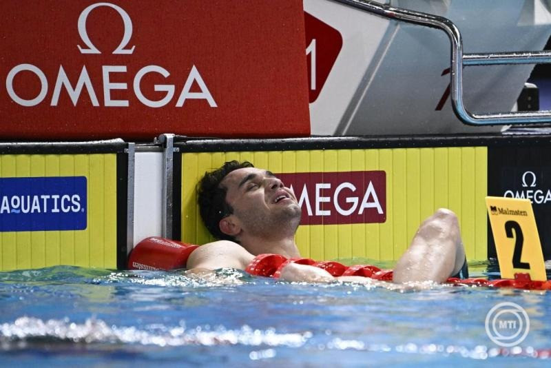 A bronzérmes Milák Kristóf a férfi 100 méteres gyorsúszás döntőjében a párizsi vizes Európa-bajnokságon az olimpiai vizesközpontban 2026. augusztus 12-én. MTI/Hegedüs Róbert