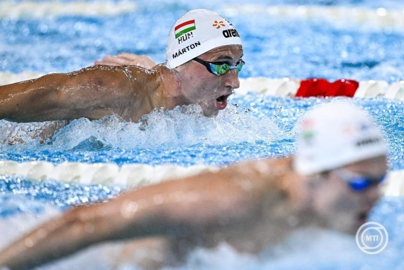 Kós Hubert a férfi 200 méteres pillangóúszás döntőjében a párizsi vizes Európa-bajnokságon az olimpiai vizesközpontban 2026. augusztus 15-én. MTI/Hegedüs Róbert