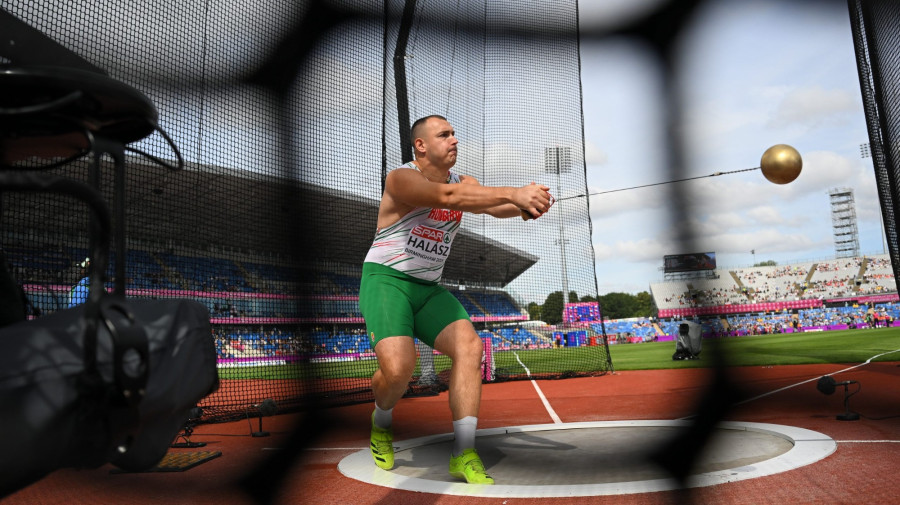 Halász Bence a férfi kalapácsvetés selejtezőjében a birminghami atlétikai Európa-bajnokságon 2026. augusztus 10-én. MTI/Czeglédi Zsolt